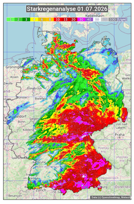 Karte mit Unwetteranalyse