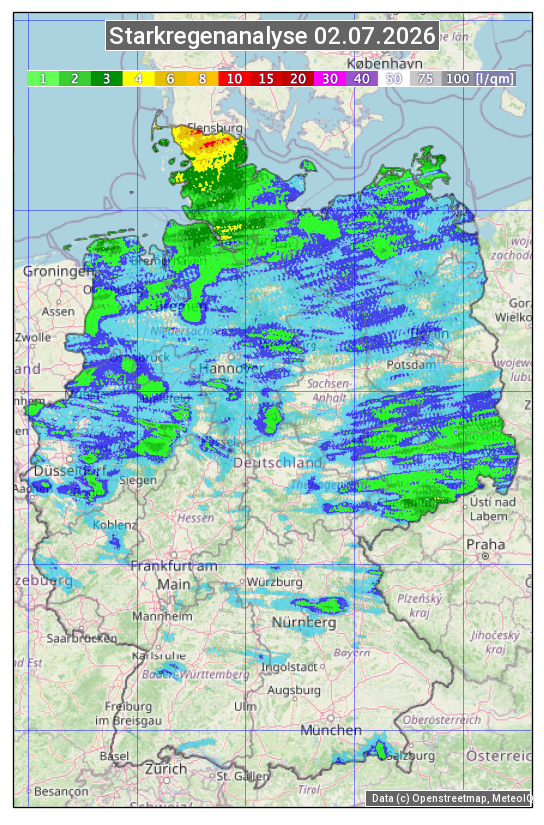 Karte mit Unwetteranalyse