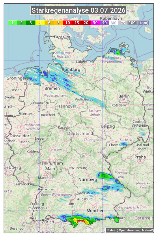 Karte mit Unwetteranalyse