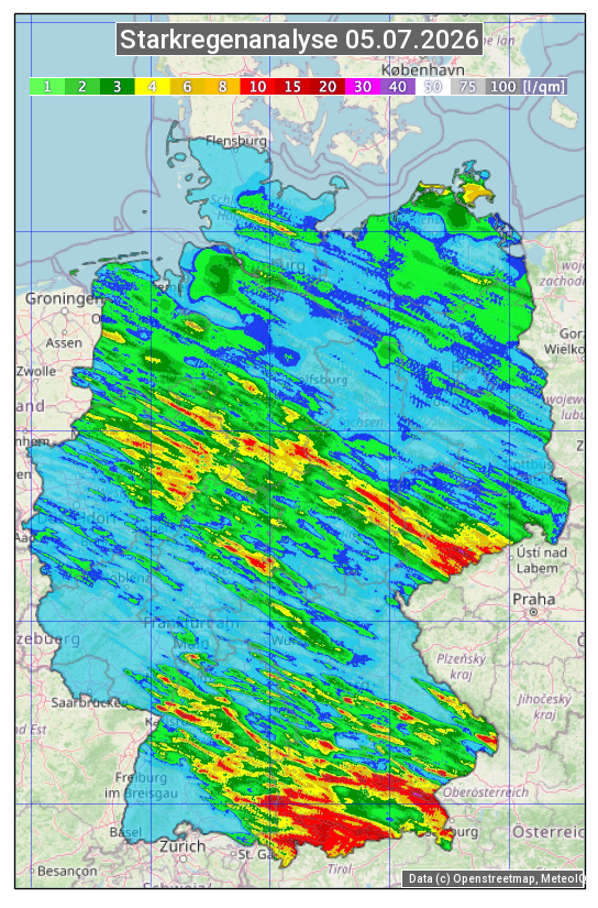 Karte mit Unwetteranalyse