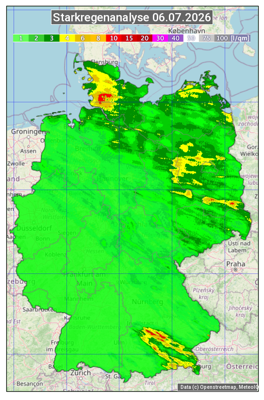 Karte mit Unwetteranalyse