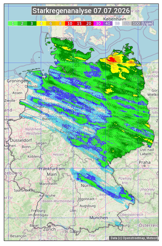 Karte mit Unwetteranalyse