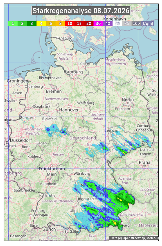 Karte mit Unwetteranalyse