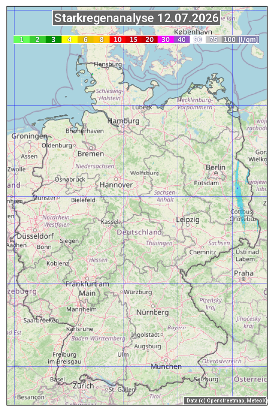 Karte mit Unwetteranalyse