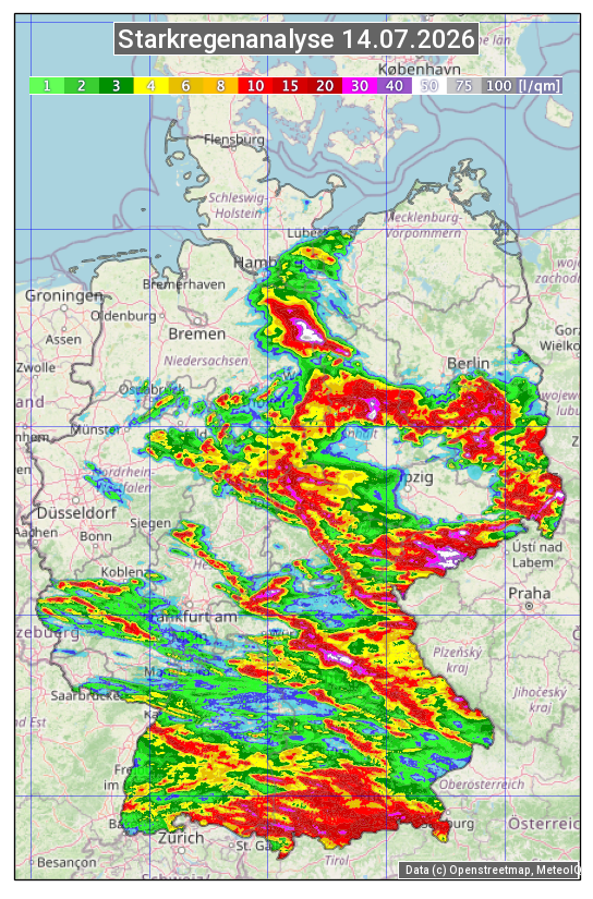 Karte mit Unwetteranalyse