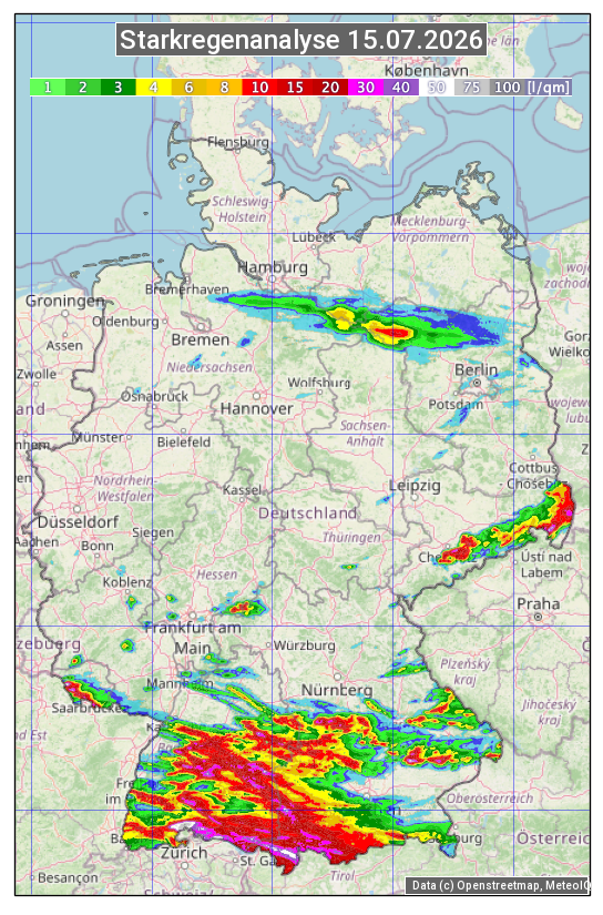 Karte mit Unwetteranalyse