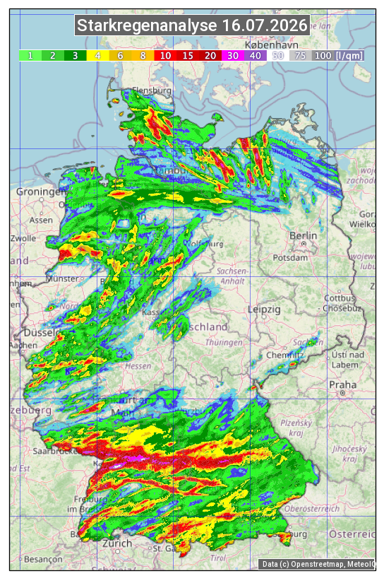 Karte mit Unwetteranalyse