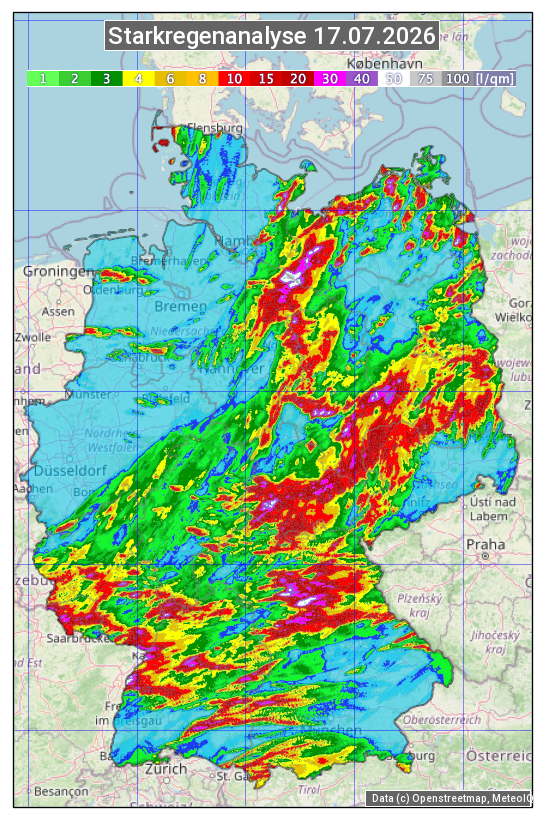 Karte mit Unwetteranalyse