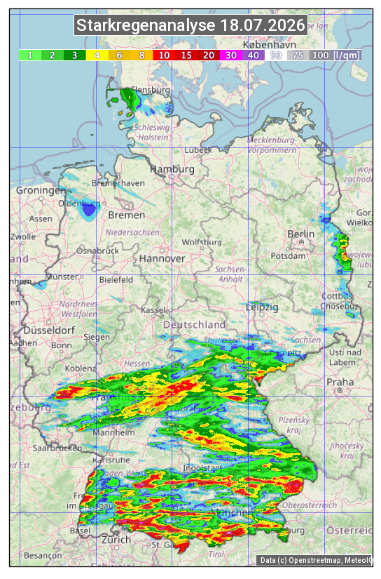 Karte mit Unwetteranalyse