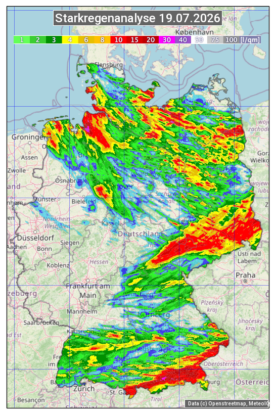 Karte mit Unwetteranalyse