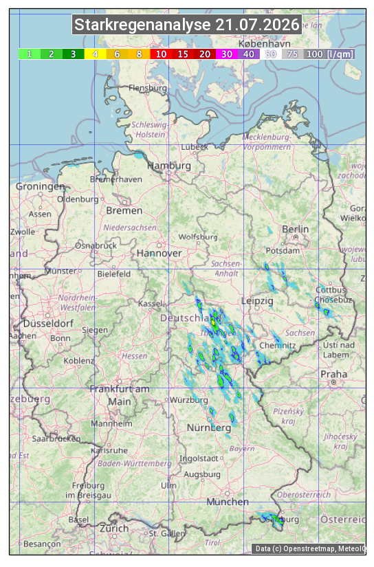 Karte mit Unwetteranalyse