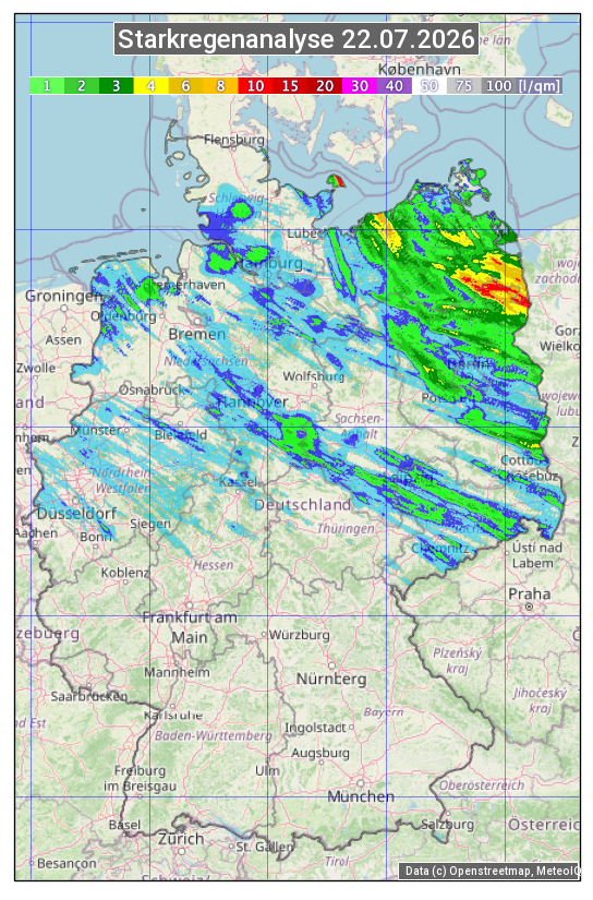 Karte mit Unwetteranalyse