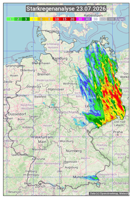 Karte mit Unwetteranalyse