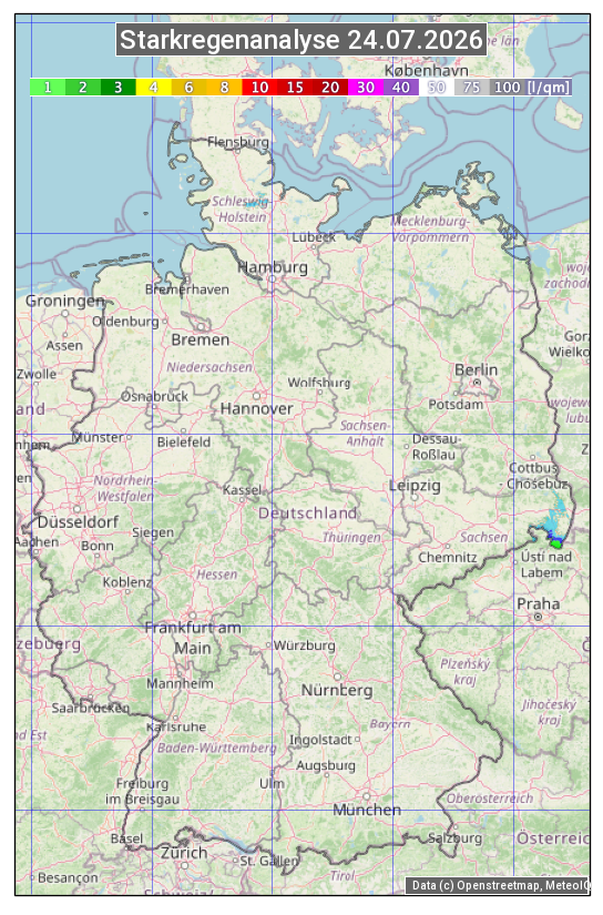 Karte mit Unwetteranalyse