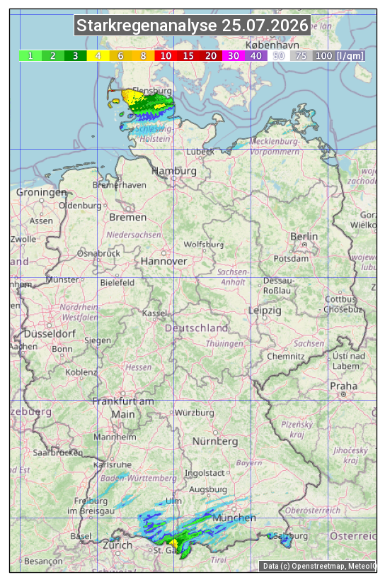 Karte mit Unwetteranalyse