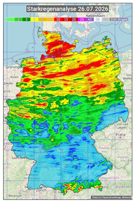 Karte mit Unwetteranalyse