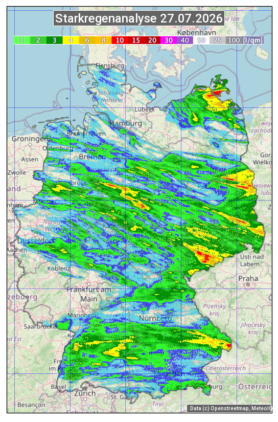 Karte mit Unwetteranalyse