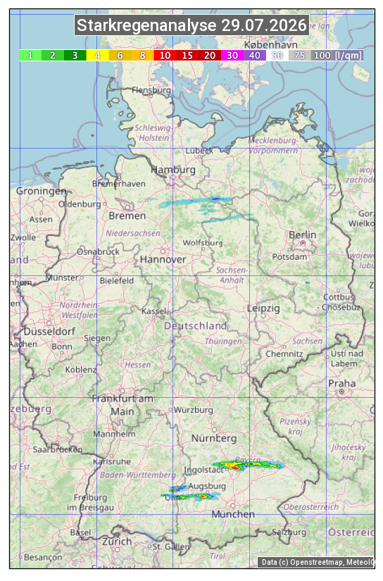 Karte mit Unwetteranalyse