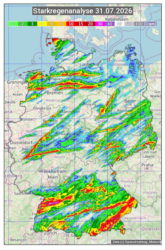 Karte mit Unwetteranalyse