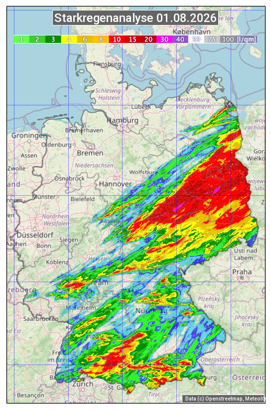 Karte mit Unwetteranalyse