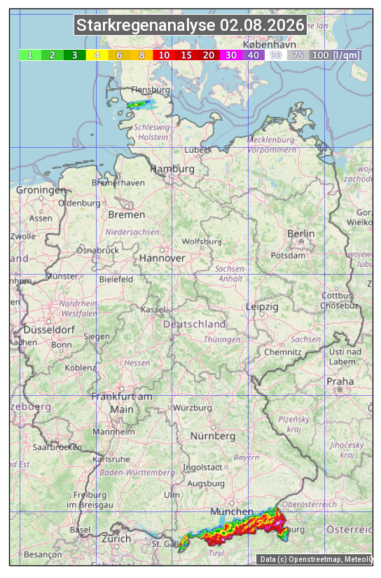 Karte mit Unwetteranalyse
