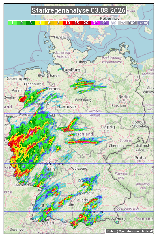 Karte mit Unwetteranalyse