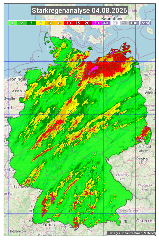 Karte mit Unwetteranalyse