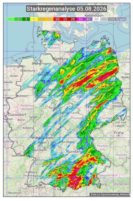 Karte mit Unwetteranalyse