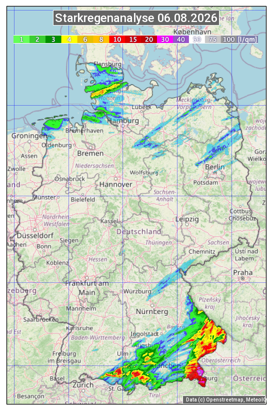 Karte mit Unwetteranalyse