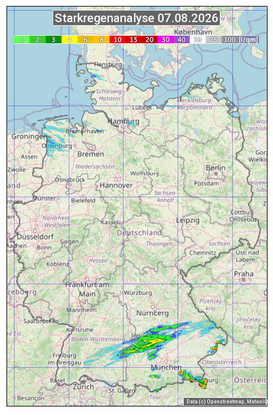 Karte mit Unwetteranalyse
