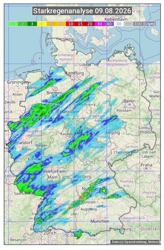 Karte mit Unwetteranalyse