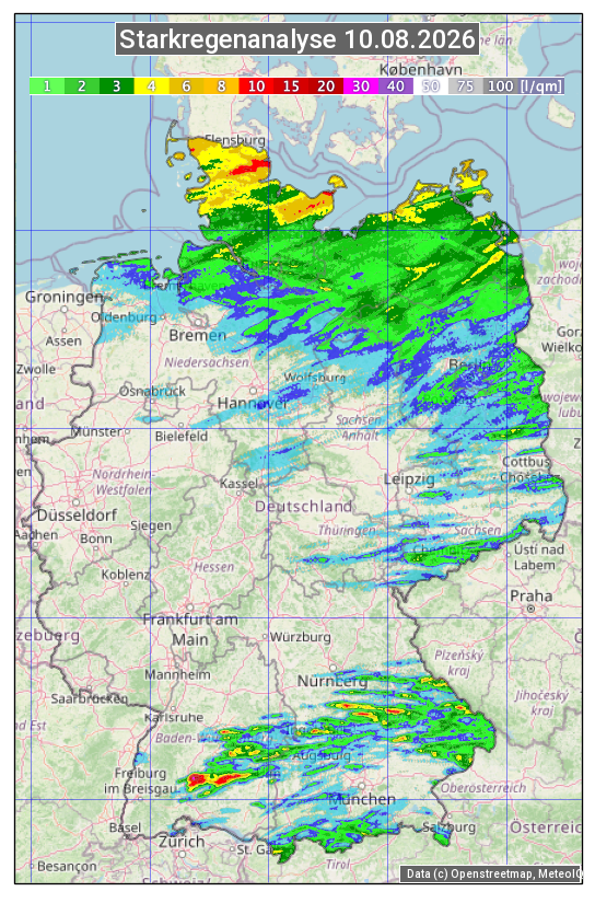 Karte mit Unwetteranalyse