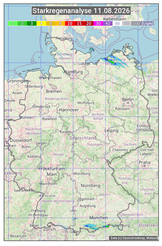 Karte mit Unwetteranalyse