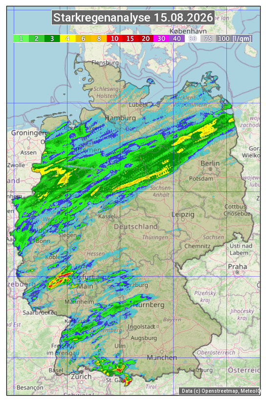 Karte mit Unwetteranalyse