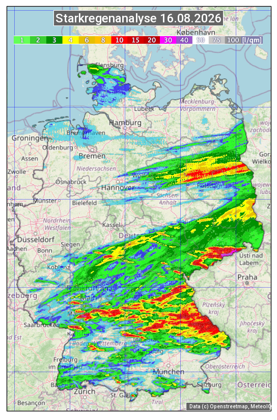 Karte mit Unwetteranalyse