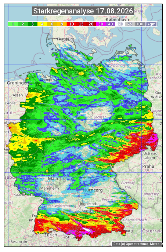 Karte mit Unwetteranalyse