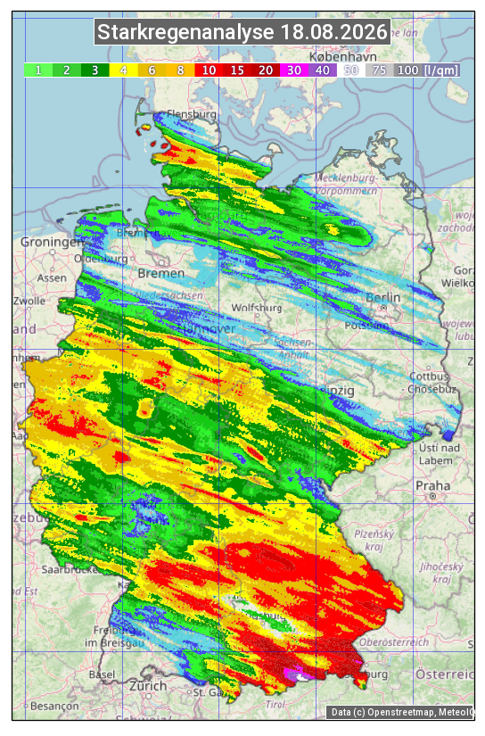 Karte mit Unwetteranalyse