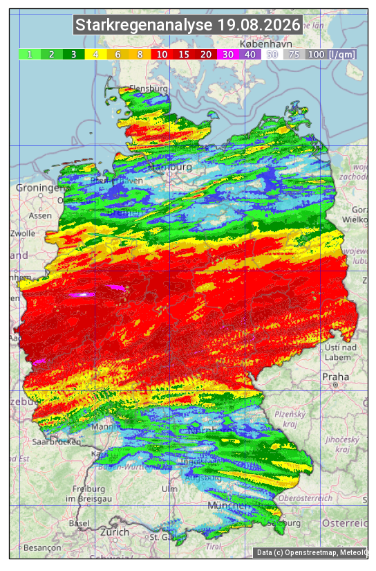 Karte mit Unwetteranalyse