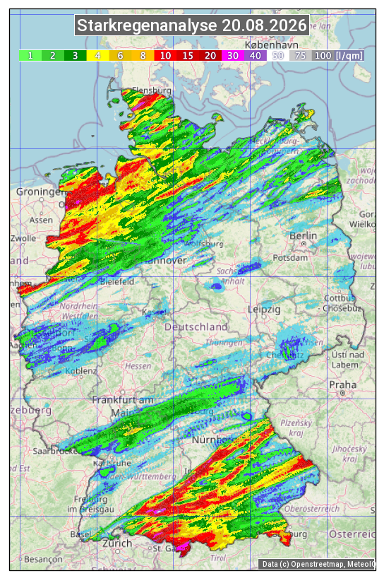 Karte mit Unwetteranalyse