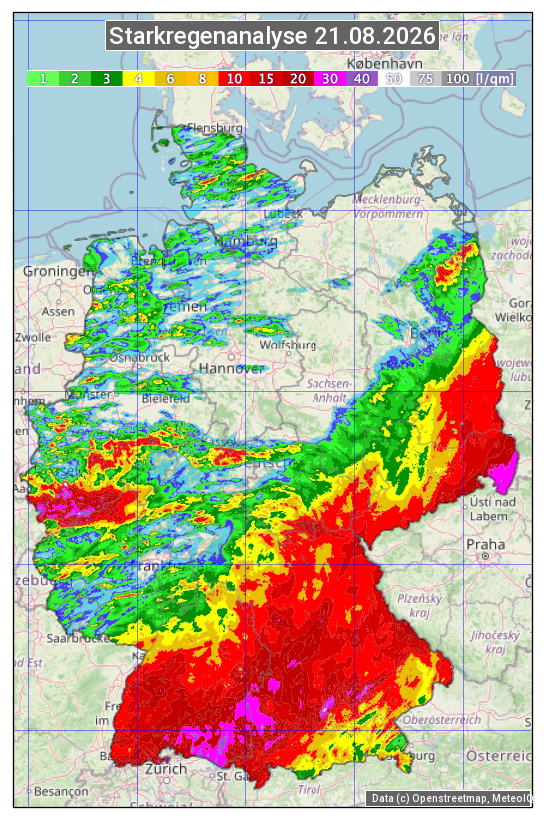 Karte mit Unwetteranalyse