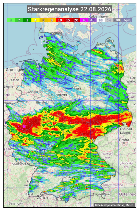 Karte mit Unwetteranalyse