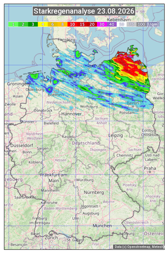 Karte mit Unwetteranalyse