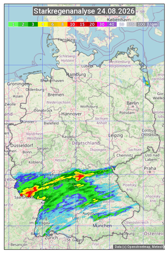 Karte mit Unwetteranalyse