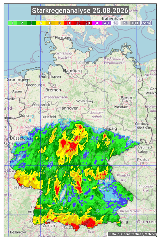 Karte mit Unwetteranalyse