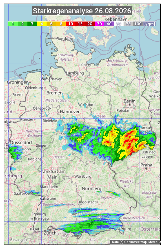 Karte mit Unwetteranalyse