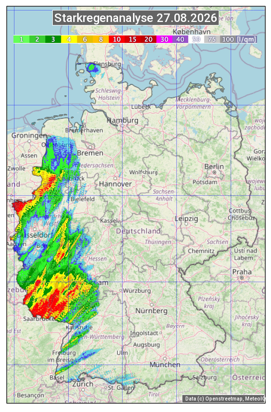Karte mit Unwetteranalyse