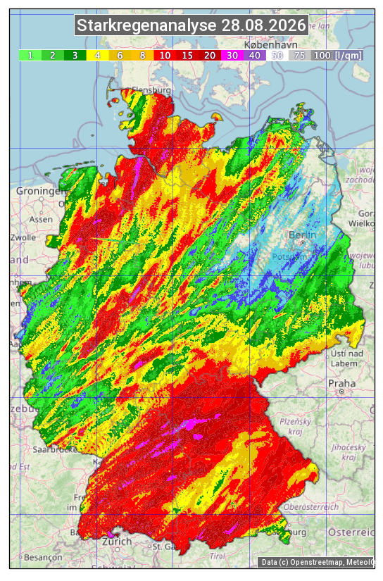 Karte mit Unwetteranalyse
