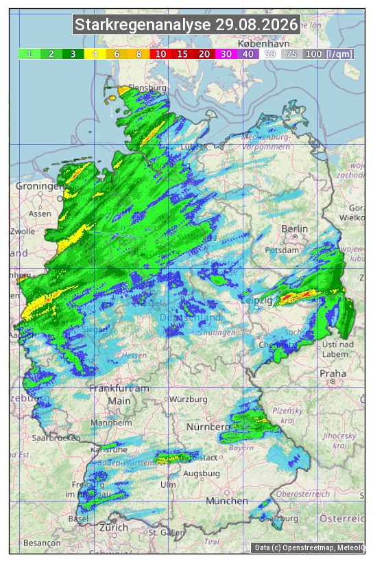 Karte mit Unwetteranalyse