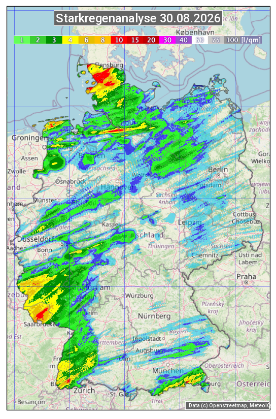 Karte mit Unwetteranalyse