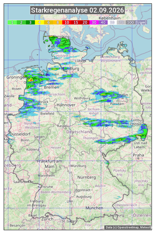 Karte mit Unwetteranalyse